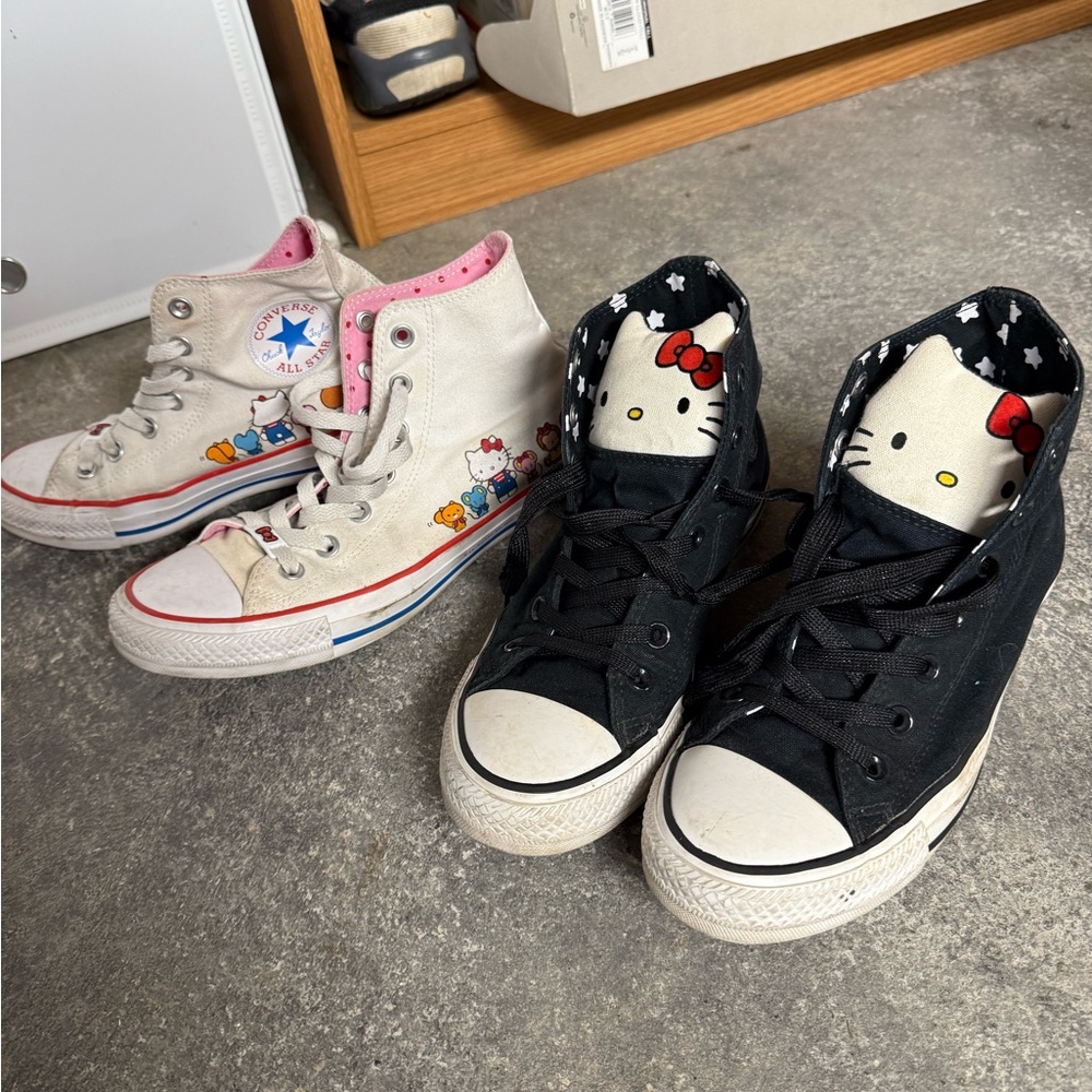 Converse women High-Top Sneakers - Cream and Black bundle (2 pairs)